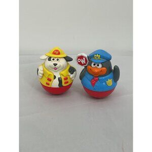 Playskool Weebles Wobble Puppy Dog Fire Fighter Penguin Crossing Guard